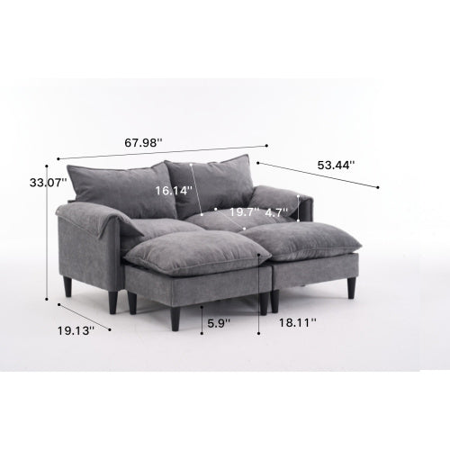UrbanEase – Convertible 2-Seater Sofa with Storage & Footstools
