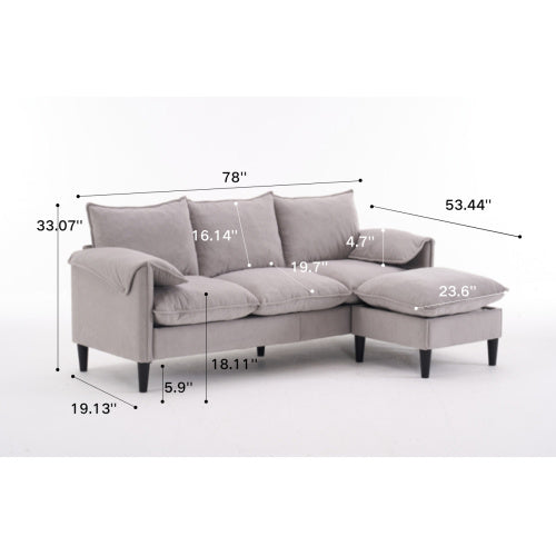 LuxeLounge – Convertible L-Shaped 3-Seater Sofa with Storage & Footstool
