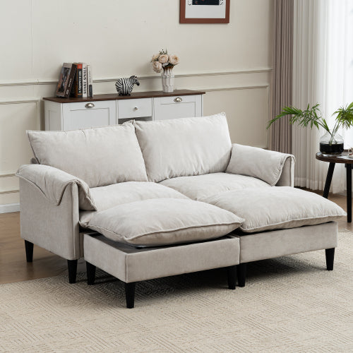 UrbanEase – Convertible 2-Seater Sofa with Storage & Footstools