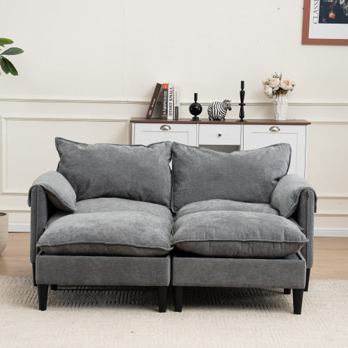 UrbanEase – Convertible 2-Seater Sofa with Storage & Footstools
