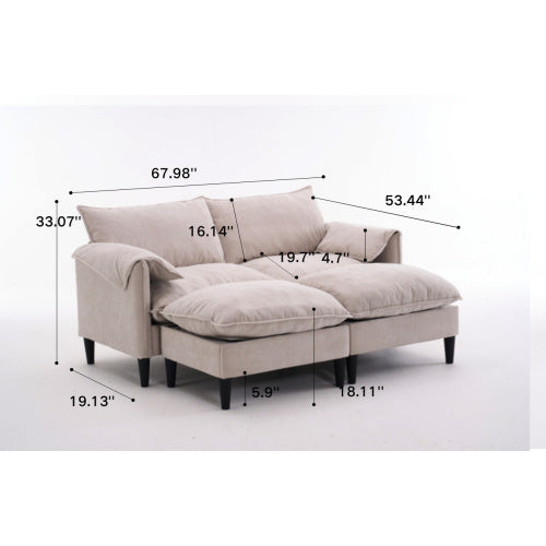 UrbanEase – Convertible 2-Seater Sofa with Storage & Footstools