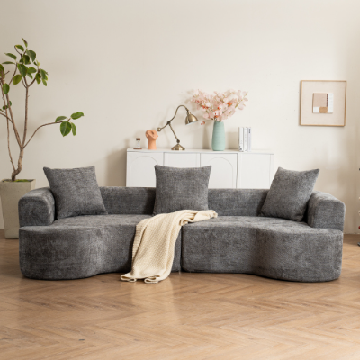 CloudCurve – Modern Curved 3-Seater Corduroy Sofa with 3 Pillows