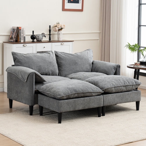 UrbanEase – Convertible 2-Seater Sofa with Storage & Footstools