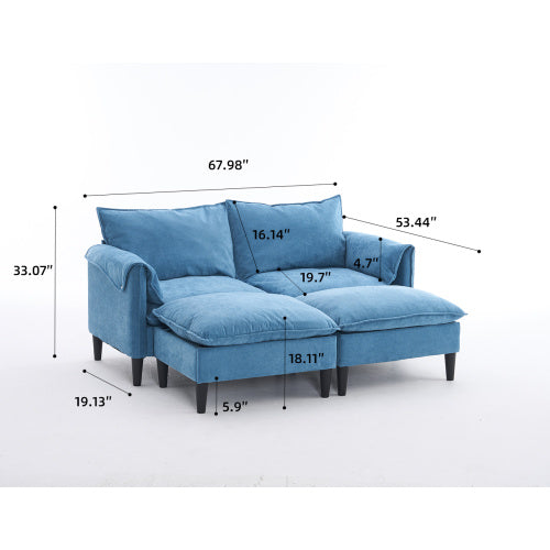 UrbanEase – Convertible 2-Seater Sofa with Storage & Footstools