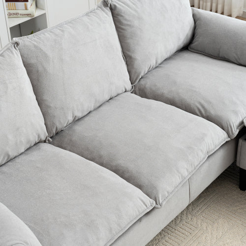 LuxeLounge – Convertible L-Shaped 3-Seater Sofa with Storage & Footstool