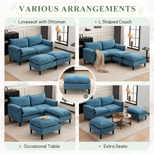 UrbanEase – Convertible 2-Seater Sofa with Storage & Footstools