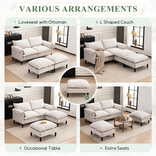 UrbanEase – Convertible 2-Seater Sofa with Storage & Footstools