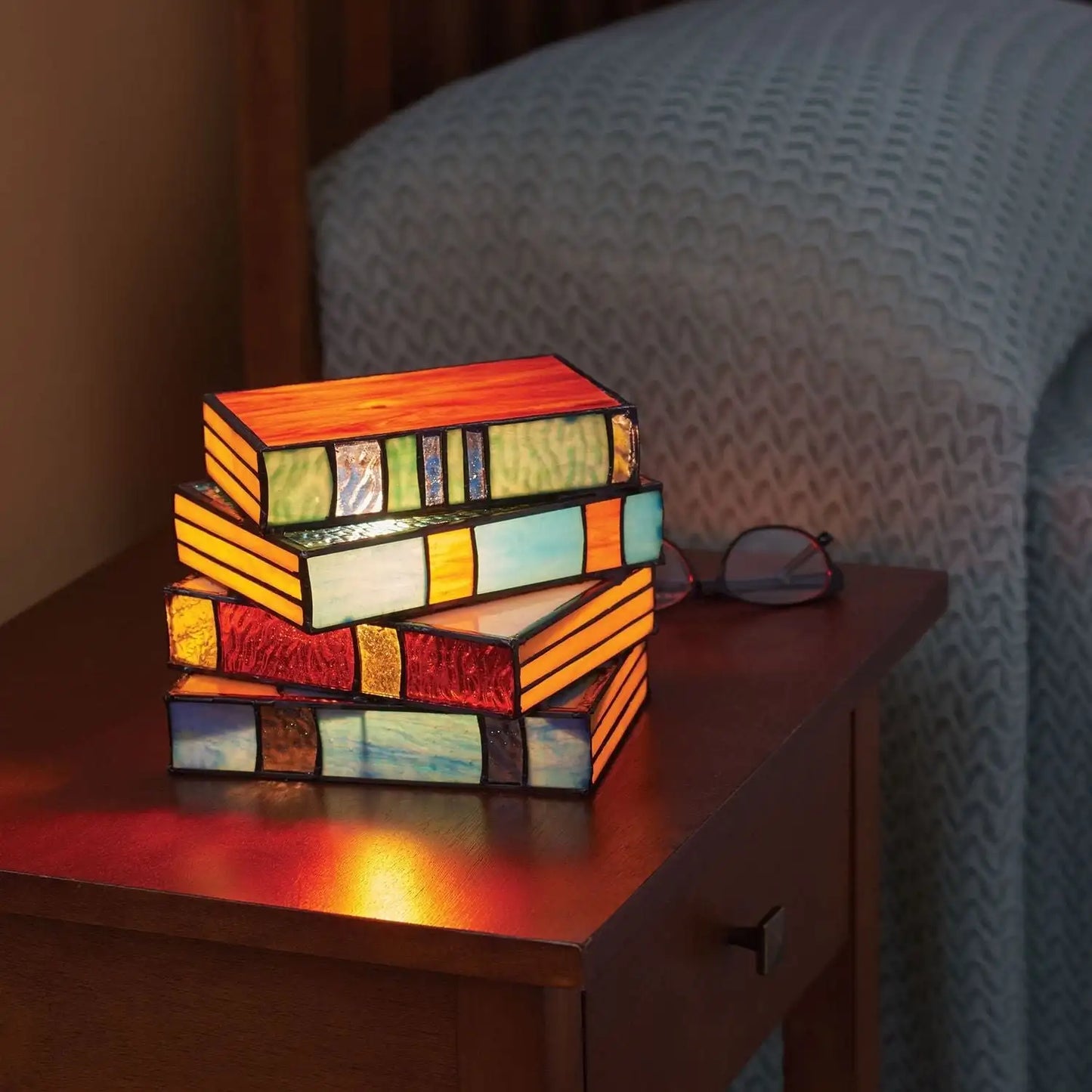 GlassNovel - Stained Glass Book Lamp